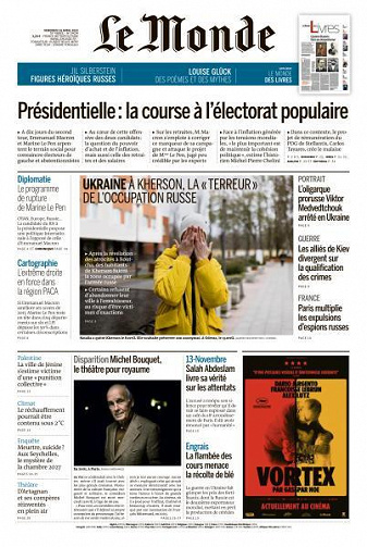 Le Monde du Vendredi 15 Avril 2022