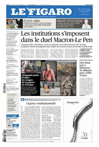 Le Figaro du Vendredi 15 Avril 2022