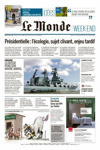 Le Monde du Samedi 16 Avril 2022