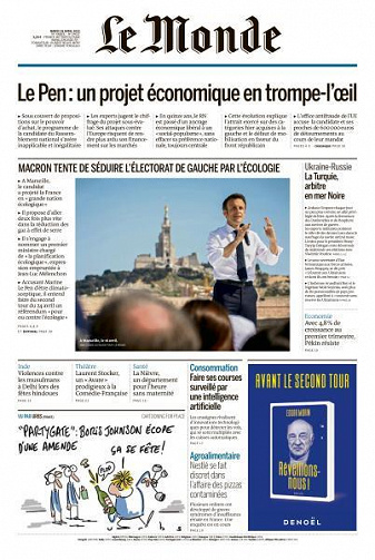 Le Monde du Mardi 19 Avril 2022