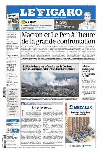 Le Figaro du Mercredi 20 Avril 2022