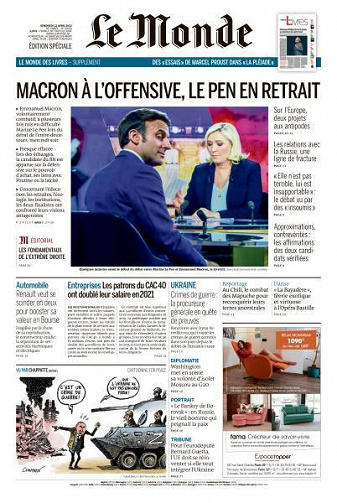 Le Monde du Vendredi 22 Avril 2022