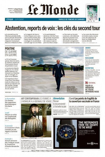 Le Monde du Dimanche 24 et Lundi 25 Avril 2022