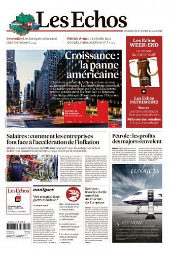 Les Echos du Vendredi 29 et Samedi 30 Avril 2022