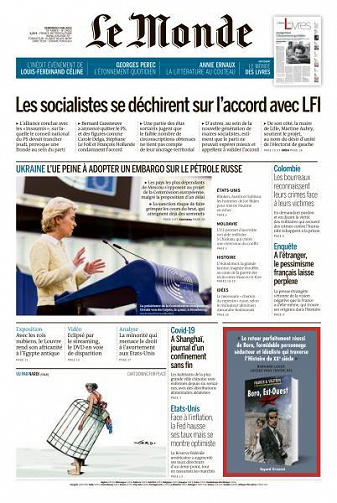 Le Monde du Vendredi 6 Mai 2022