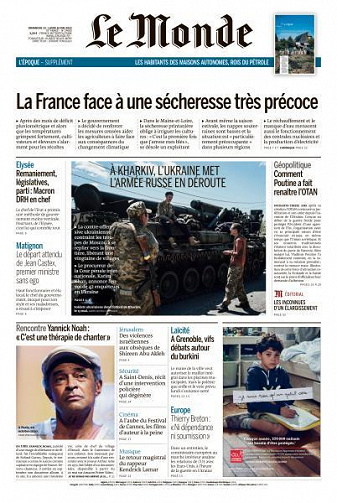 Le Monde du Dimanche 15 et Lundi 16 Mai 2022