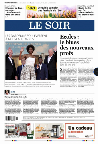 journal Le Soir (Belge) du Mercredi 25/05/2022