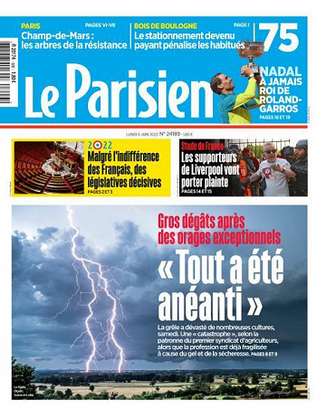Le Parisien du Lundi 6 Juin 2022