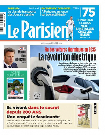 Le Parisien du Jeudi 9 Juin 2022