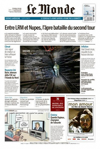 Le Monde du Mercredi 15 Juin 2022