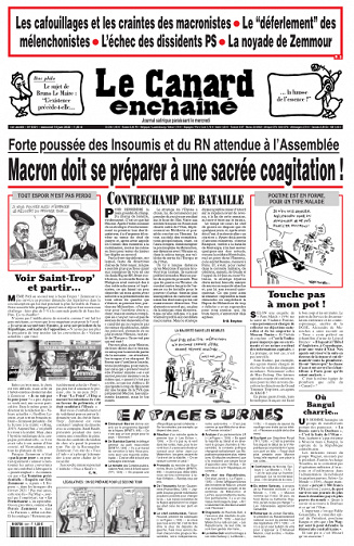Le canard enchainé du Mercredi 15 Juin 2022