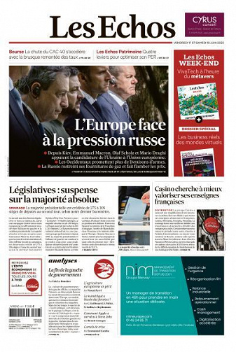 Les Echos du Vendredi 17 et Samedi 18 Juin 2022