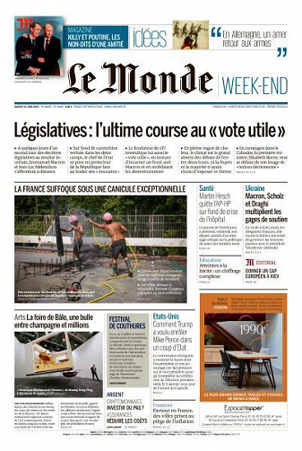Le Monde du Samedi 18 Juin 2022