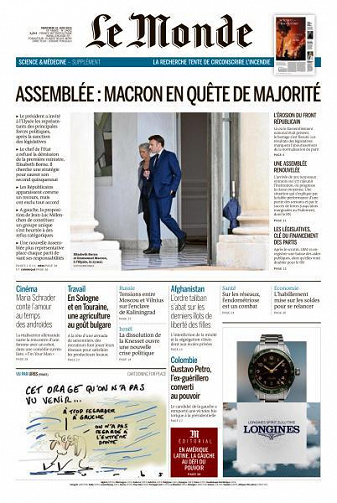 Le Monde du Mercredi 22 Juin 2022