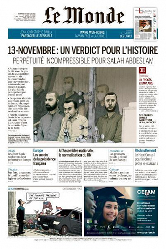 Le Monde du Vendredi 1er Juillet 2022