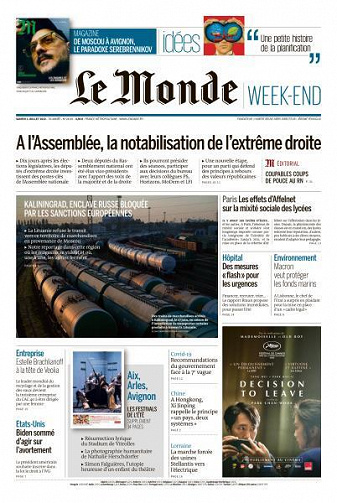 Le Monde du Samedi 2 Juillet 2022