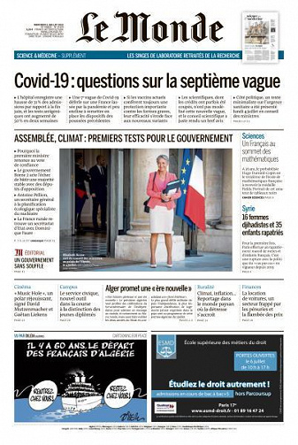 Le Monde du Mercredi 6 Juillet 2022