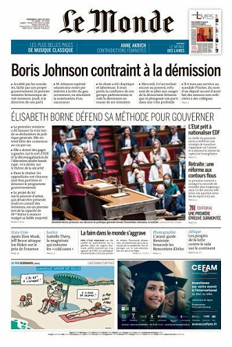 Le Monde du Vendredi 8 Juillet 2022