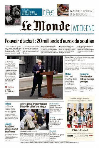 Le Monde du Samedi 9 Juillet 2022