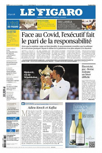 Le Figaro du Lundi 11 Juillet 2022