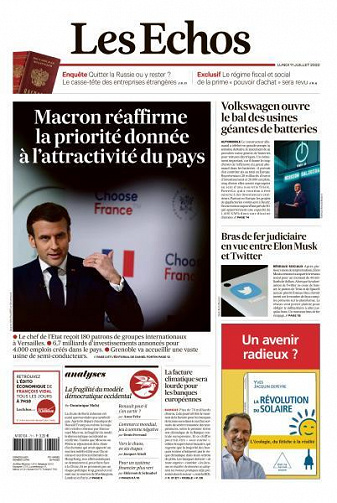 Les Echos du Lundi 11 Juillet 2022