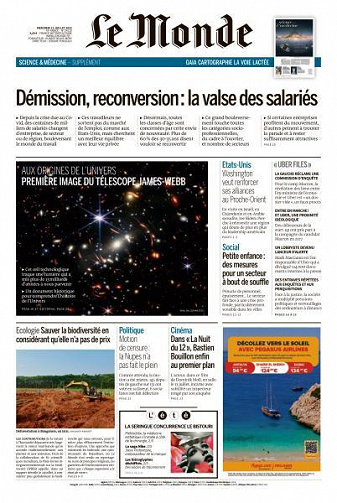 Le Monde du Mercredi 13 Juillet 2022