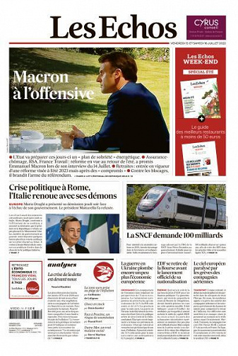 Les Echos du Vendredi 15 et Samedi 16 Juillet 2022