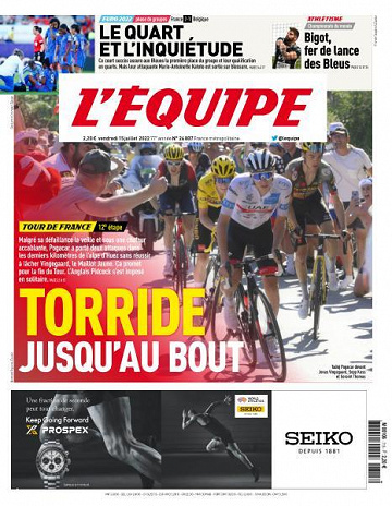 L’equipe du Vendredi 15 Juillet 2022