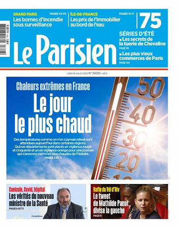 Le Parisien du Lundi 18 Juillet 2022