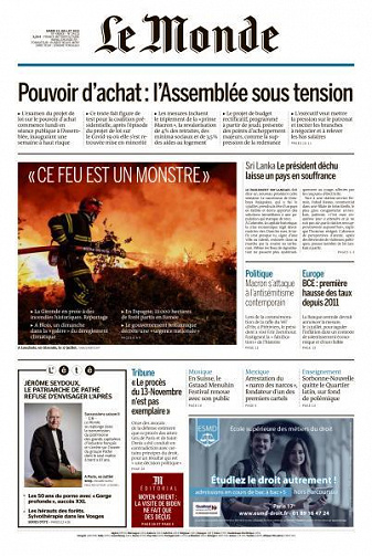 Le Monde du Mardi 19 Juillet 2022