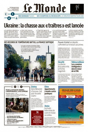 Le Monde du Mercredi 20 Juillet 2022