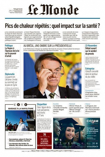 Le Monde du Jeudi 21 Juillet 2022