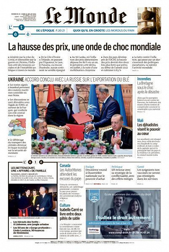 Le Monde du Dimanche 24 et Lundi 25 Juillet 2022
