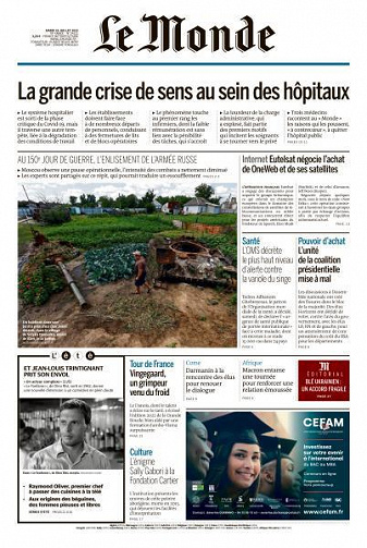 Le Monde du Mardi 26 Juillet 2022