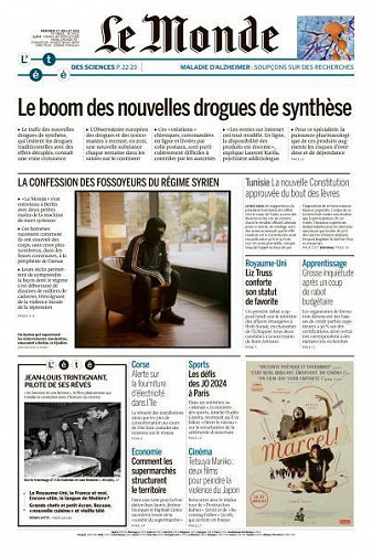 Le Monde du Mercredi 27 Juillet 2022