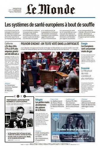 Le Monde du Jeudi 28 Juillet 2022