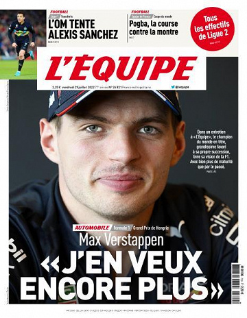 L’equipe du Vendredi 29 Juillet 2022