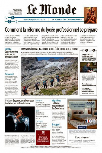 Le Monde du Dimanche 31 Juillet et Lundi 1er Août 2022