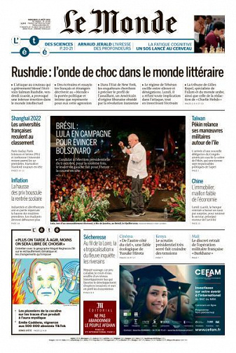 Le Monde du Mercredi 17 Août 2022