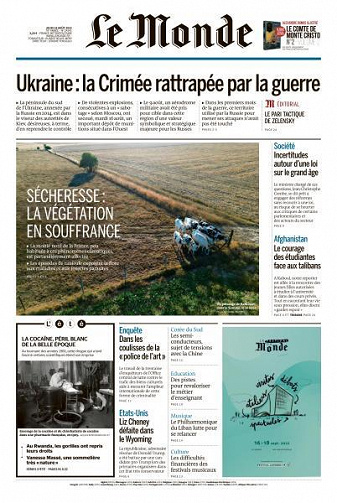 Le Monde du Jeudi 18 Août 2022