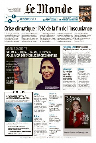 Le Monde du Dimanche 21 et Lundi 22 Août 2022