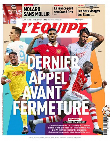 L’equipe du Jeudi 25 Août 2022