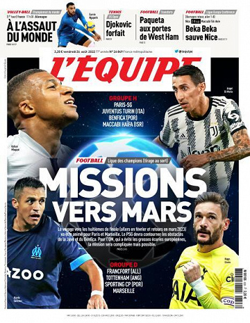 L’equipe du Vendredi 26 Août 2022