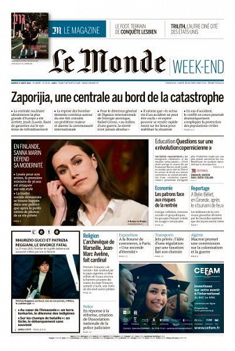 Le Monde du Samedi 27 Août 2022