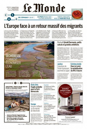 Le Monde du Dimanche 28 et Lundi 29 Août 2022