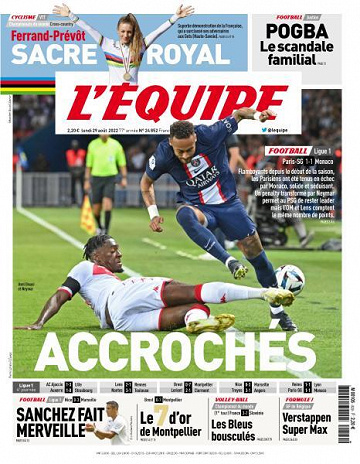 L’equipe du Lundi 29 Août 2022