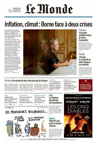 Le Monde du Mardi 30 Août 2022