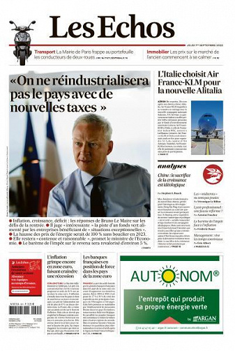 Les Echos du Jeudi 1er Septembre 2022