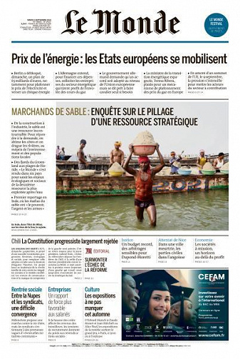Le Monde du Mardi 6 Septembre 2022