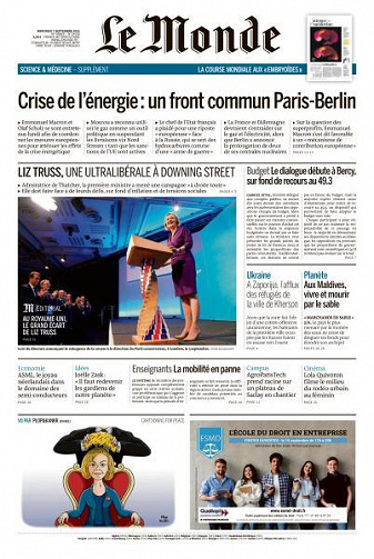 Le Monde du Mercredi 7 Septembre 2022